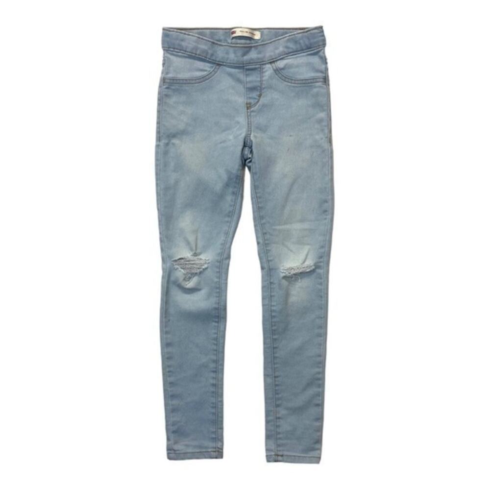 Levi’s Denim Pull On Jeggings Girls Size 7 blue jeans light distressed wash
